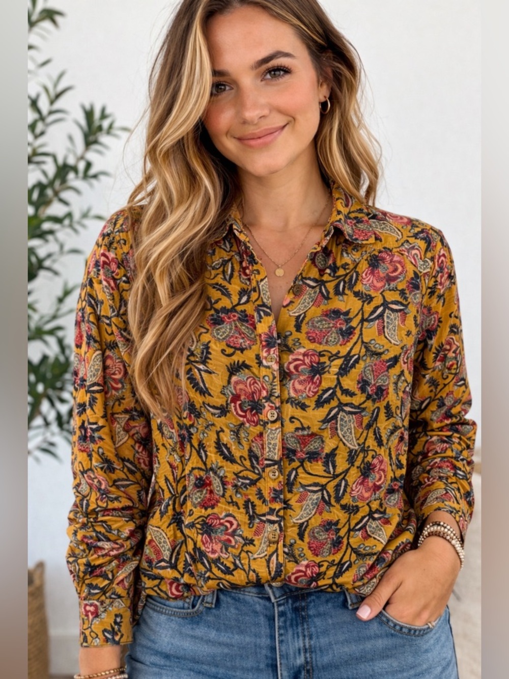 Anthropologie Pilcro floral paisley’s corduroy shirt